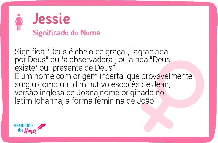 Significado Do Nome Jessie Significado Dos Nomes