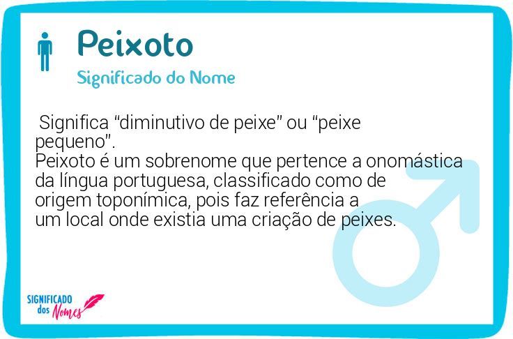 Significado do nome Peixoto - Dicionário de Nomes Próprios